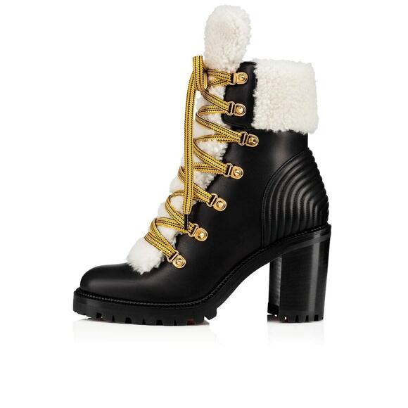 Christian Louboutin Yetita 70 Black Calf Leather Shearling Heel Combat Boot 36 - Picture 4 of 12